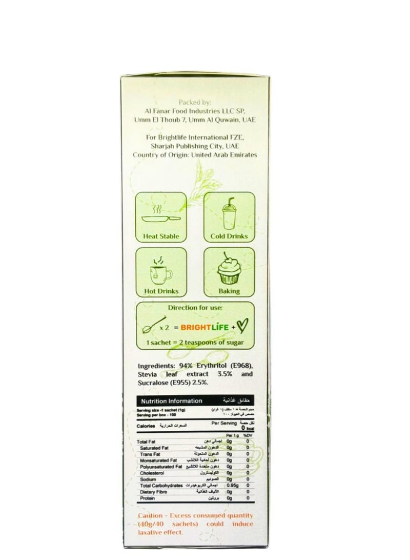 BRIGHTLIFE STEVIA SWEETENER 100 Sachets - Image 5